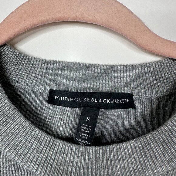 2/$30 White House Black Market Crew Neck Pullover Ribbed Sweater Gray #A0110 - Picture 4 of 8